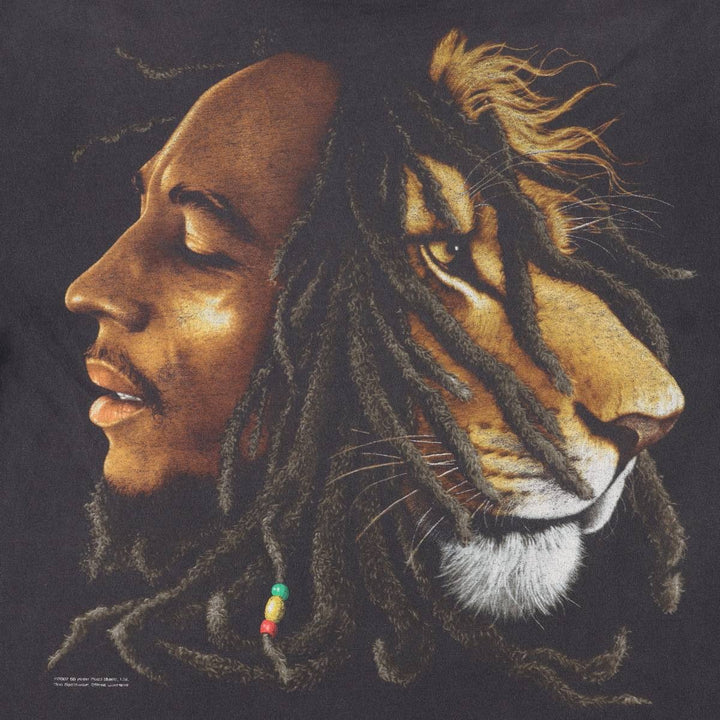 ZION ROOTSWEAR BOB MARLEY Band T-shirt, Made in USA, Men's XL cotton black type Vintage Second Hand