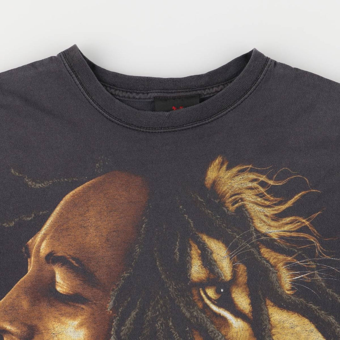 ZION ROOTSWEAR BOB MARLEY Band T-shirt, Made in USA, Men's XL cotton black type Vintage Second Hand