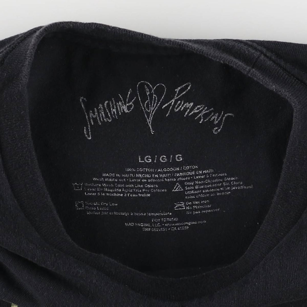 THE SMASHING PUMPKINS Smashing Pumpkins Cut-off Band T-Shirt Band Tee Men's L size cotton black type Vintage Second Hand