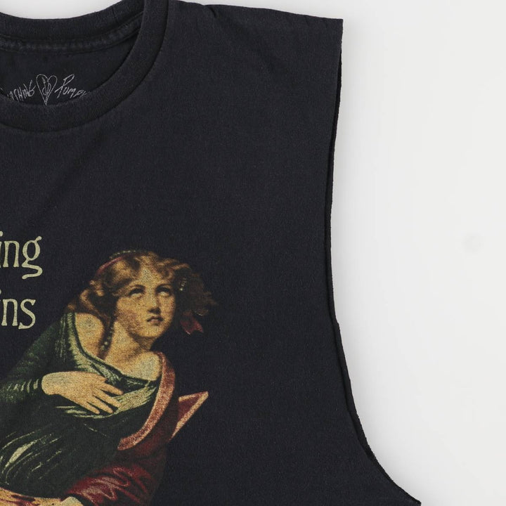 THE SMASHING PUMPKINS Smashing Pumpkins Cut-off Band T-Shirt Band Tee Men's L size cotton black type Vintage Second Hand