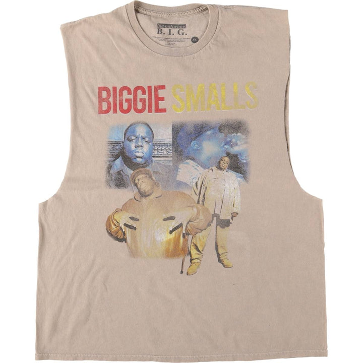 THE NOTORIOUS BIG Notorious BIG Cut-off Rap T-shirt Rap Tee Men's XL size cotton Beige type Vintage Second Hand