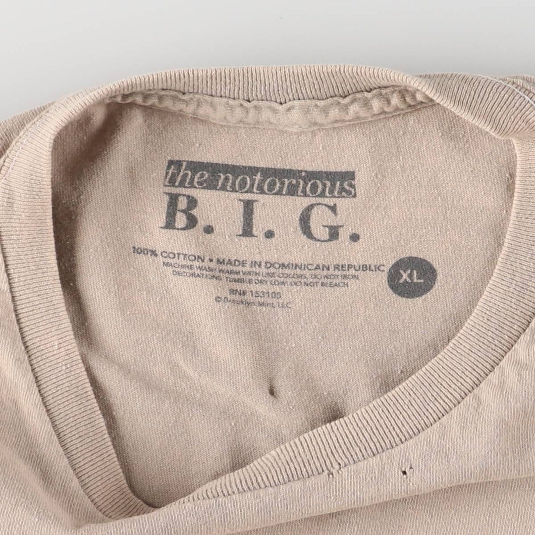 THE NOTORIOUS BIG Notorious BIG Cut-off Rap T-shirt Rap Tee Men's XL size cotton Beige type Vintage Second Hand
