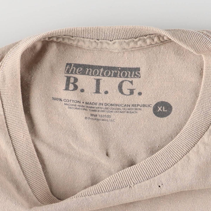 THE NOTORIOUS BIG Notorious BIG Cut-off Rap T-shirt Rap Tee Men's XL size cotton Beige type Vintage Second Hand