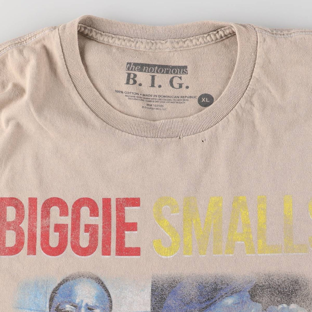 THE NOTORIOUS BIG Notorious BIG Cut-off Rap T-shirt Rap Tee Men's XL size cotton Beige type Vintage Second Hand