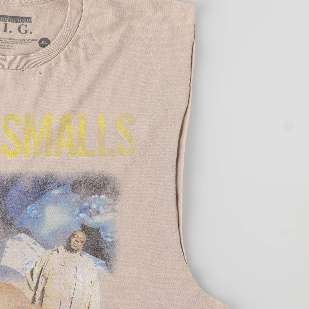 THE NOTORIOUS BIG Notorious BIG Cut-off Rap T-shirt Rap Tee Men's XL size cotton Beige type Vintage Second Hand