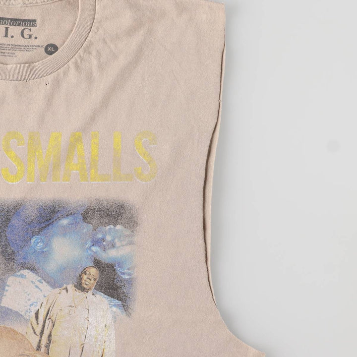 THE NOTORIOUS BIG Notorious BIG Cut-off Rap T-shirt Rap Tee Men's XL size cotton Beige type Vintage Second Hand