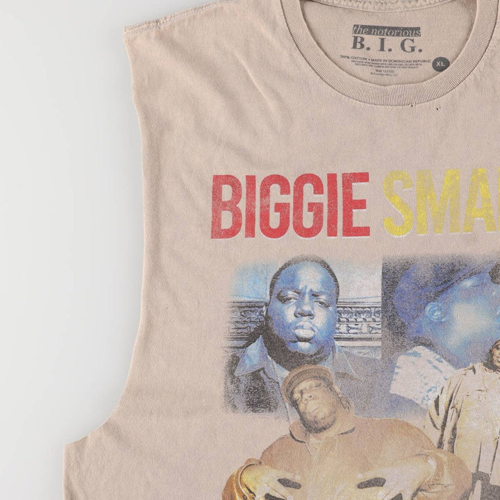 THE NOTORIOUS BIG Notorious BIG Cut-off Rap T-shirt Rap Tee Men's XL size cotton Beige type Vintage Second Hand