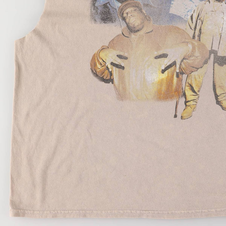 THE NOTORIOUS BIG Notorious BIG Cut-off Rap T-shirt Rap Tee Men's XL size cotton Beige type Vintage Second Hand