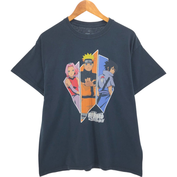 NARUTO SHIPPUDEN Naruto Shippuden Anime Character Print T-Shirt Men's L size cotton black type Vintage Second Hand