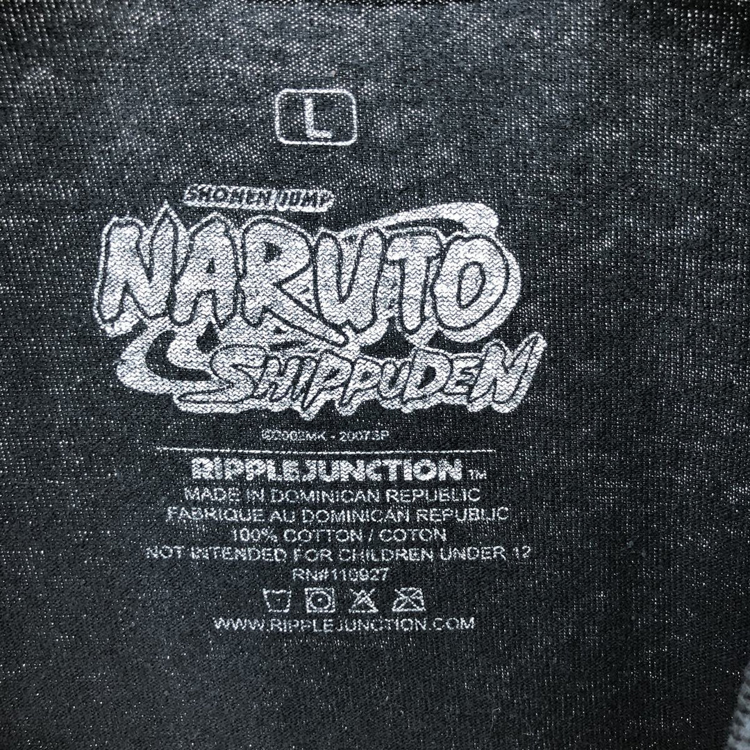 NARUTO SHIPPUDEN Naruto Shippuden Anime Character Print T-Shirt Men's L size cotton black type Vintage Second Hand