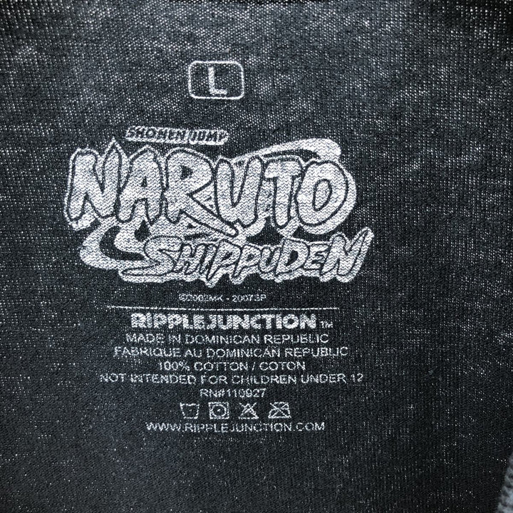 NARUTO SHIPPUDEN Naruto Shippuden Anime Character Print T-Shirt Men's L size cotton black type Vintage Second Hand