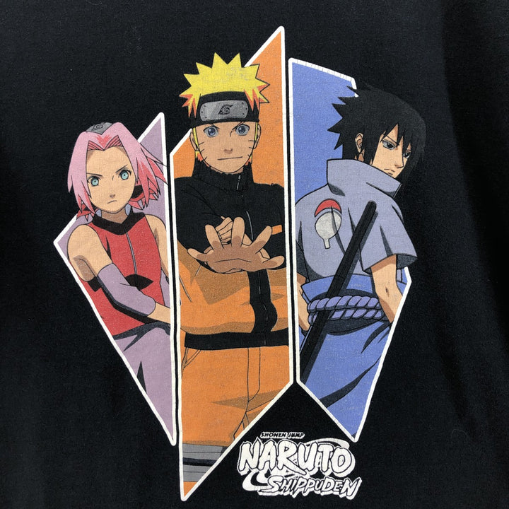 NARUTO SHIPPUDEN Naruto Shippuden Anime Character Print T-Shirt Men's L size cotton black type Vintage Second Hand