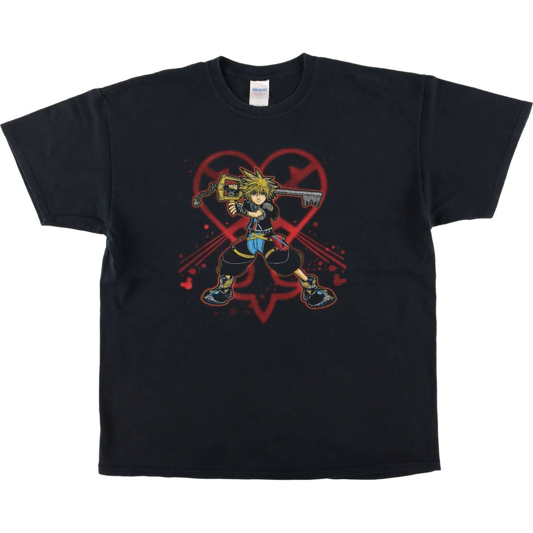 Gildan Kingdom Hearts Sora Anime Character Print T-Shirt Men's XL cotton black type Vintage Second Hand