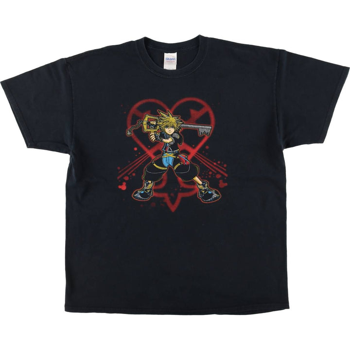Gildan Kingdom Hearts Sora Anime Character Print T-Shirt Men's XL cotton black type Vintage Second Hand