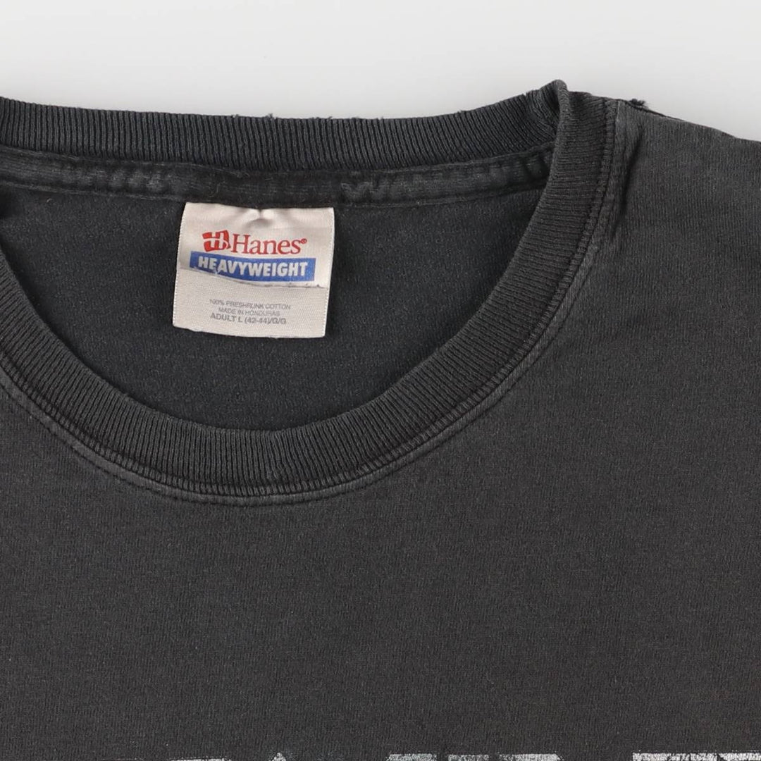 Hanes IRON MAIDEN Skull Pattern Band T-shirt Band Tee Men's L size cotton black type Vintage Second Hand