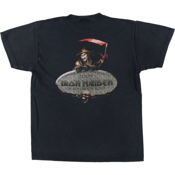 FRUIT OF THE LOOM IRON MAIDEN Skull Pattern Band T-shirt Band Tee Men's M size cotton black type Vintage Second Hand