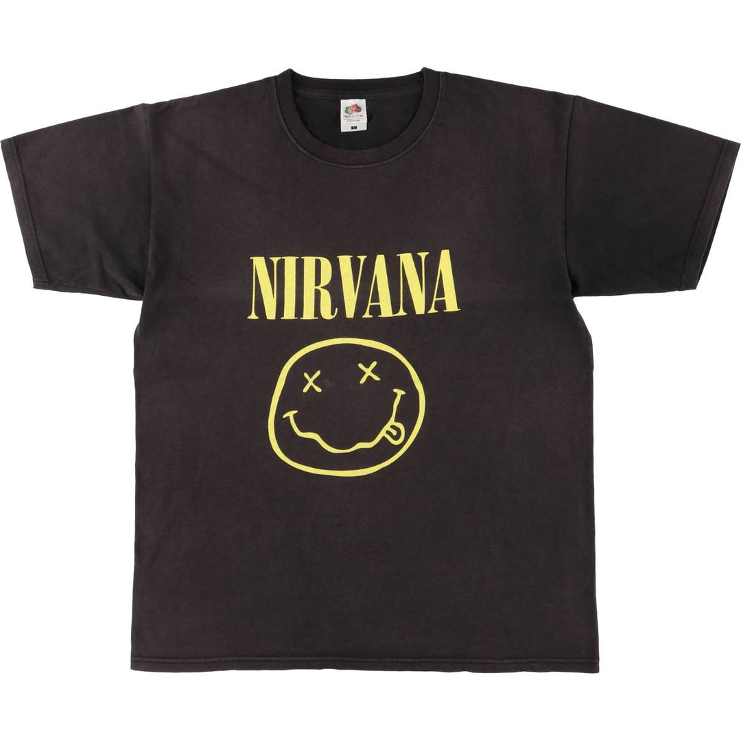 Fruit of the Loom FRUIT OF THE LOOM NIRVANA Band T-shirt Band Tee Men's L size cotton black type Vintage Second Hand