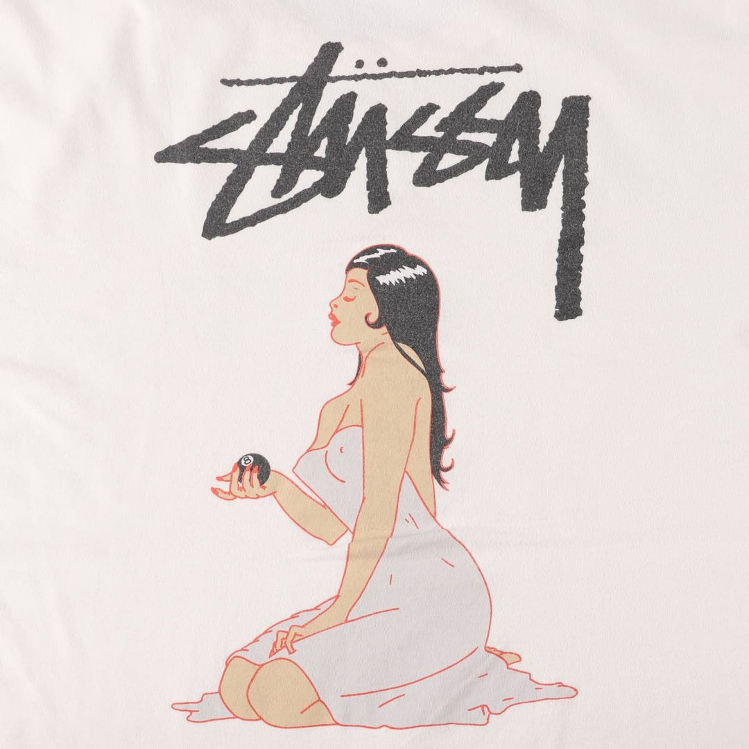STUSSY Printed T-shirt for men, size XXL cotton white type Vintage Second Hand