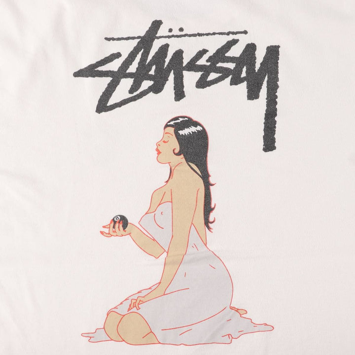 STUSSY Printed T-shirt for men, size XXL cotton white type Vintage Second Hand