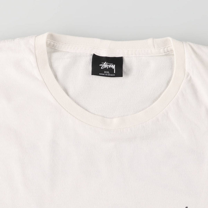 STUSSY Printed T-shirt for men, size XXL cotton white type Vintage Second Hand