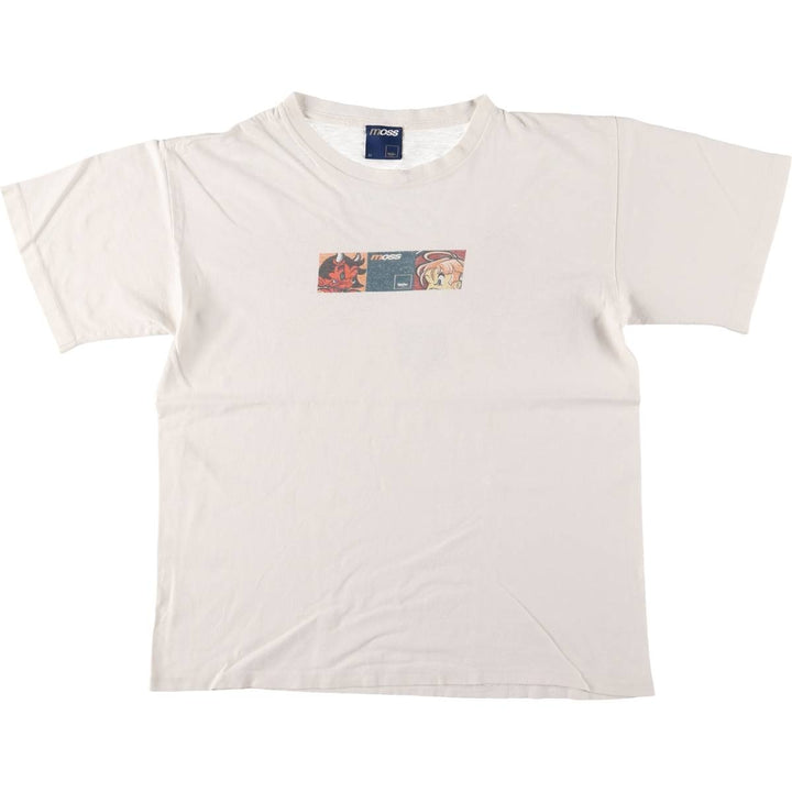 moss printed T-shirt, men's size M cotton white type Vintage Second Hand