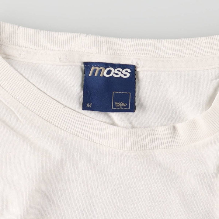 moss printed T-shirt, men's size M cotton white type Vintage Second Hand