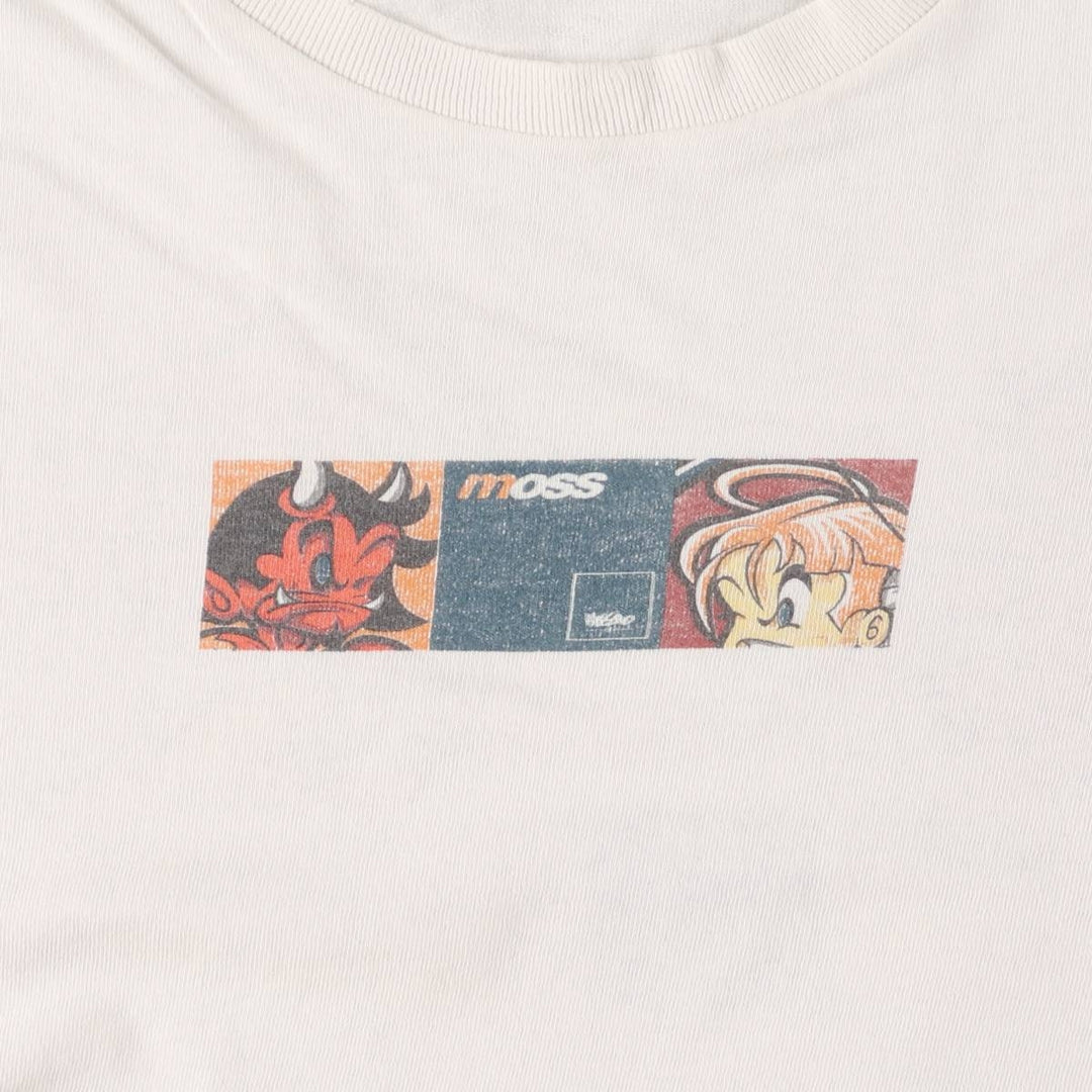 moss printed T-shirt, men's size M cotton white type Vintage Second Hand