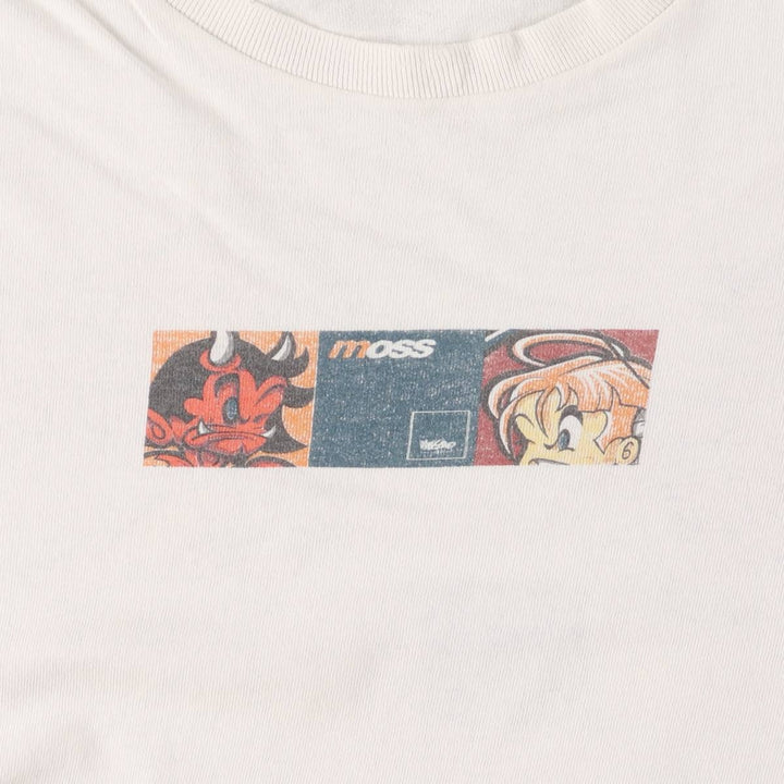 moss printed T-shirt, men's size M cotton white type Vintage Second Hand
