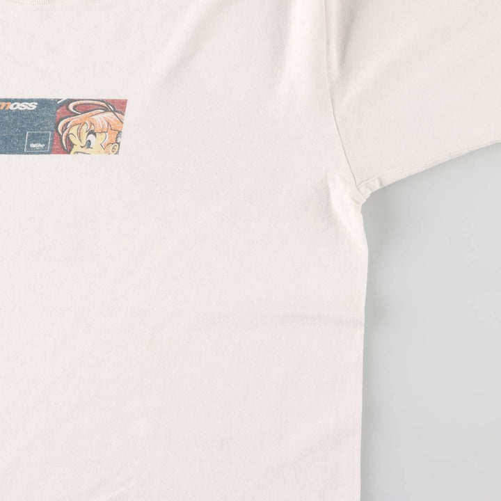 moss printed T-shirt, men's size M cotton white type Vintage Second Hand