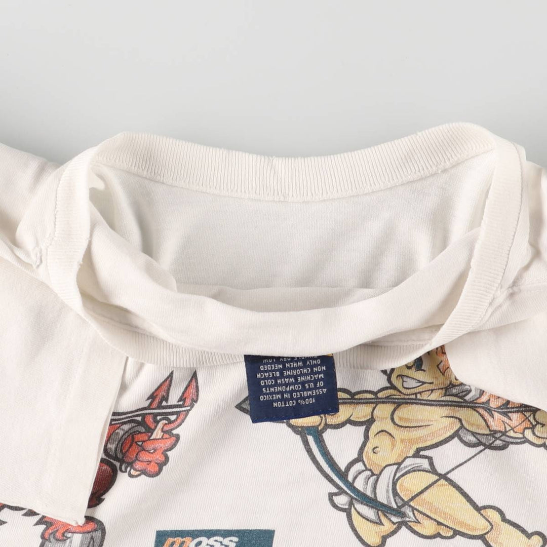 moss printed T-shirt, men's size M cotton white type Vintage Second Hand