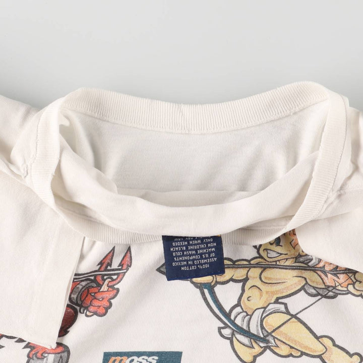 moss printed T-shirt, men's size M cotton white type Vintage Second Hand