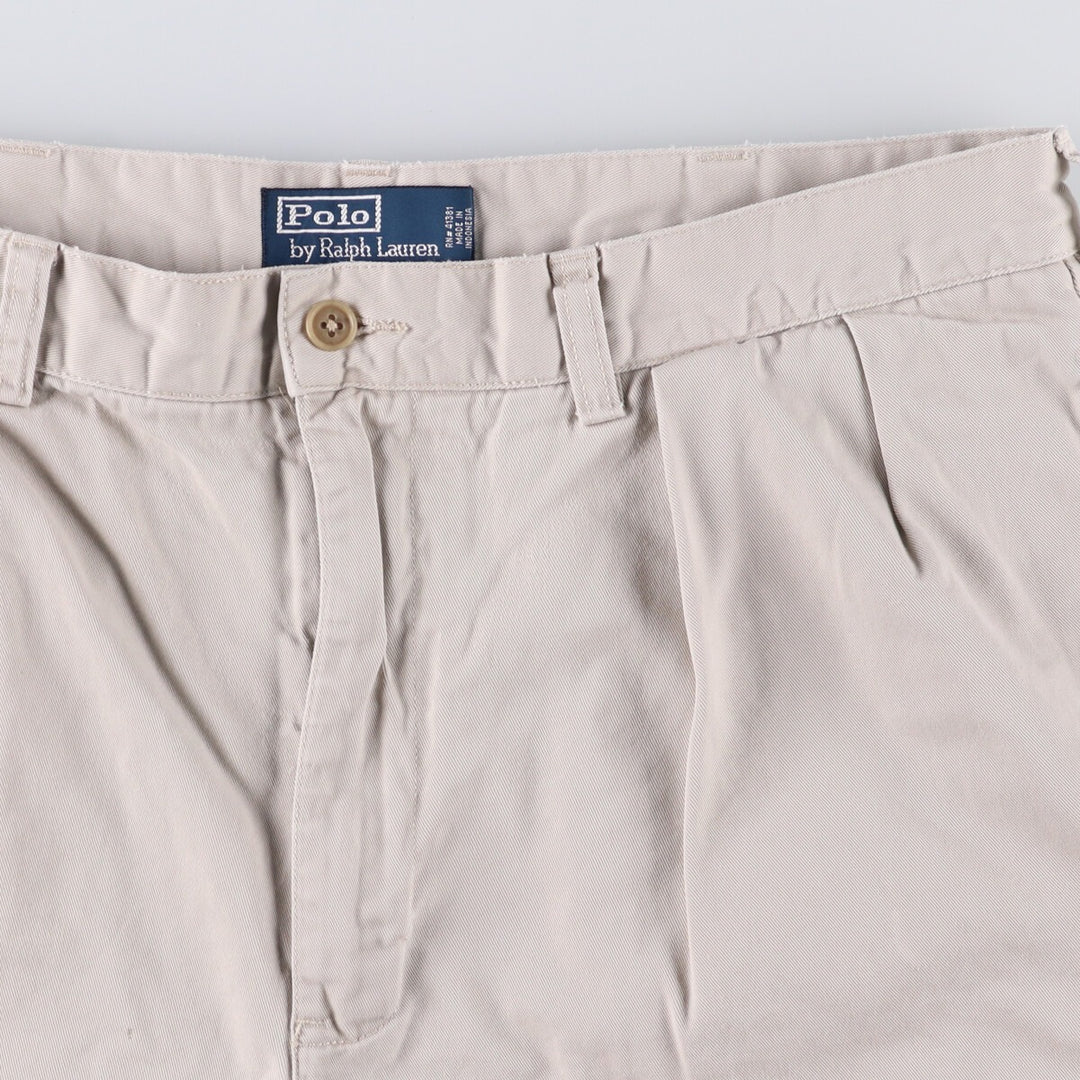 Ralph Lauren POLO by Ralph Lauren TYLER SHORT Two-pleat chino shorts, short pants, men's size W36 cotton Beige type Vintage Second Hand