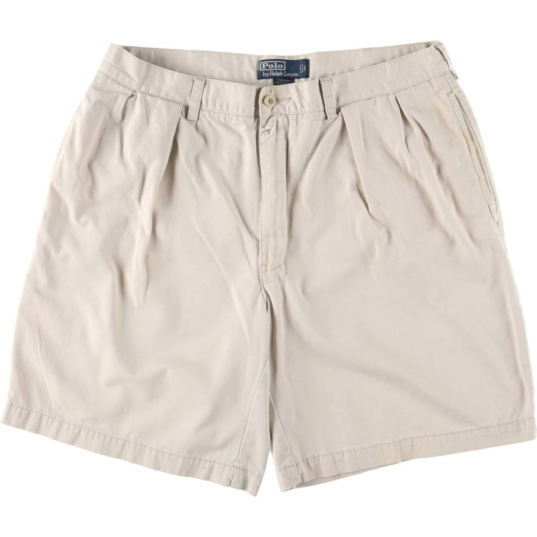 Ralph Lauren POLO by Ralph Lauren TYLER SHORT Two-pleat chino shorts, short pants, men's size W36 cotton Beige type Vintage Second Hand