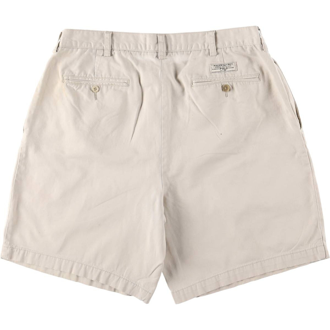 Ralph Lauren POLO by Ralph Lauren TYLER SHORT Two-pleat chino shorts, short pants, men's size W36 cotton Beige type Vintage Second Hand