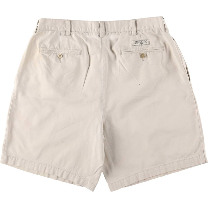Ralph Lauren POLO by Ralph Lauren TYLER SHORT Two-pleat chino shorts, short pants, men's size W36 cotton Beige type Vintage Second Hand