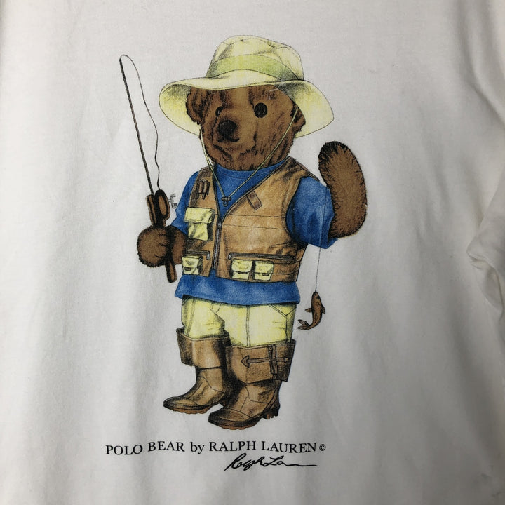Ralph Lauren POLO by Ralph Lauren Polo Bear short sleeve printed T-shirt, men's size S cotton white type Vintage Second Hand