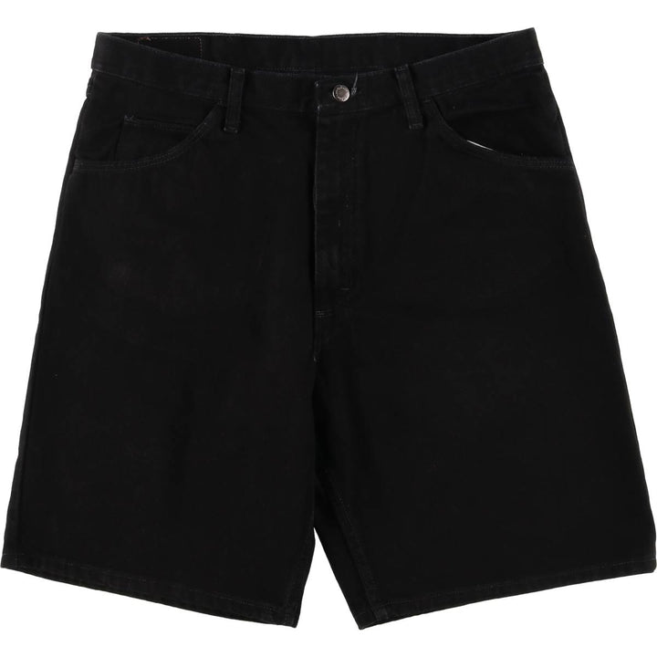 Wrangler Relaxed Fit Black Denim Shorts, Shorts, Men's, W37 cotton black type Vintage Second Hand