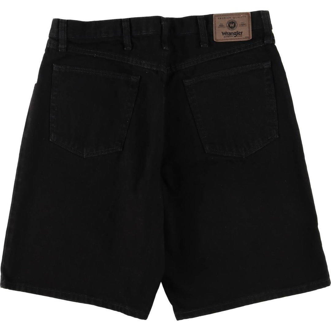 Wrangler Relaxed Fit Black Denim Shorts, Shorts, Men's, W37 cotton black type Vintage Second Hand