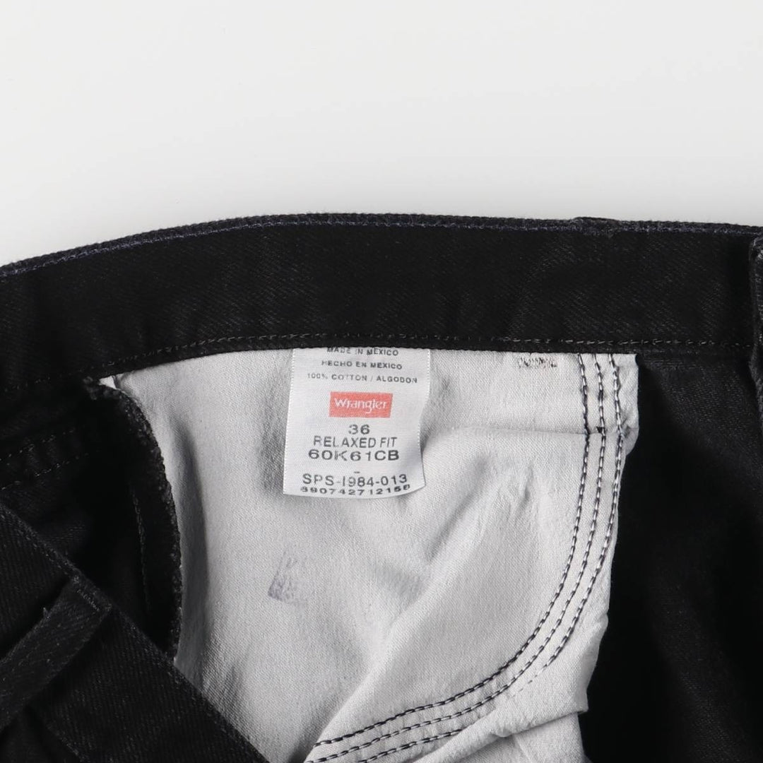 Wrangler Relaxed Fit Black Denim Shorts, Shorts, Men's, W37 cotton black type Vintage Second Hand