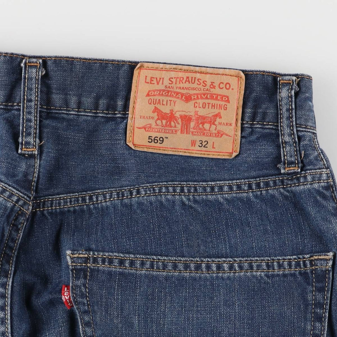 Levi's 569 LOOSE STRAIGHT denim shorts, half pants, men's size w33 cotton Indigo Vintage Second Hand