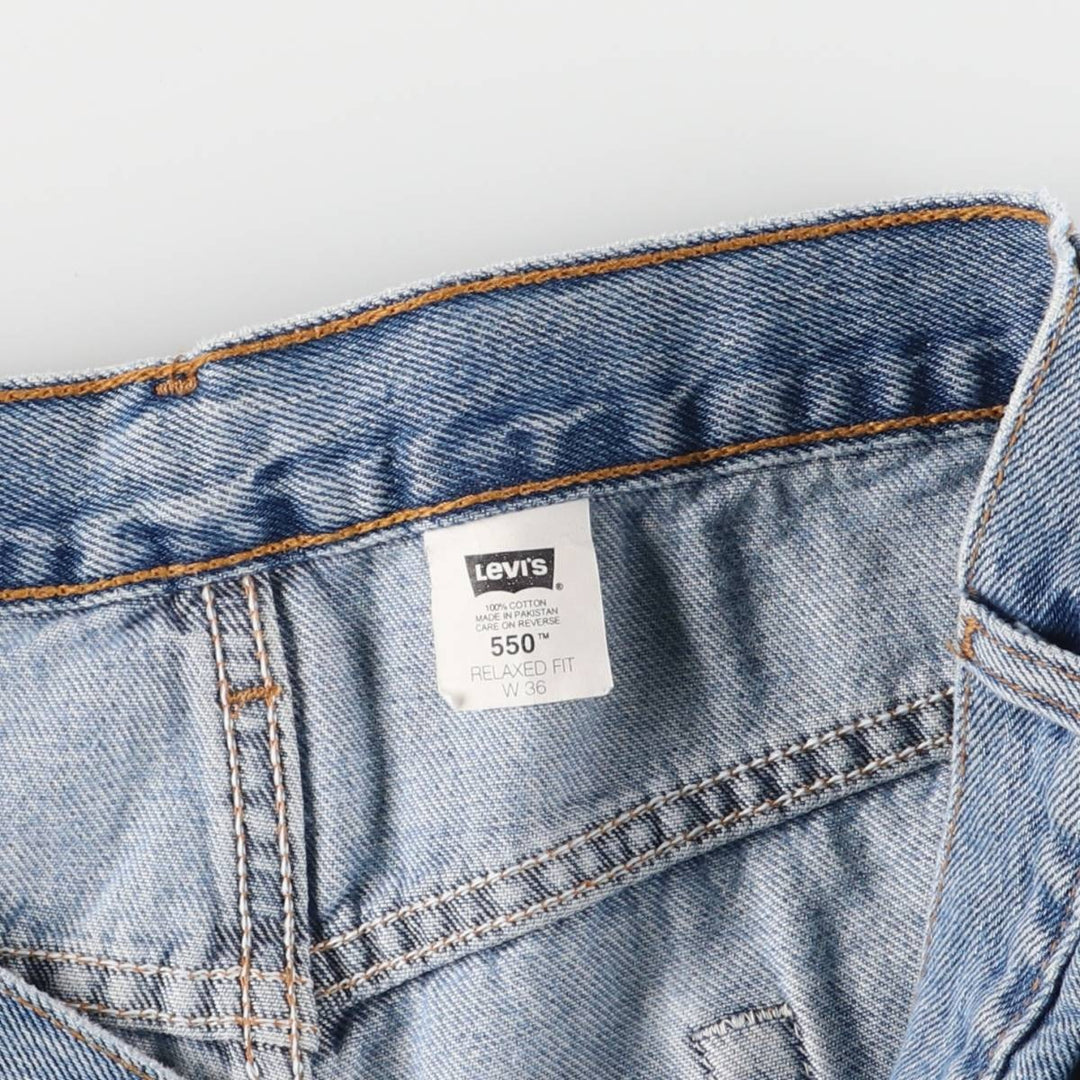 00'S Levi's 550 Relaxed Fit Denim Shorts for Men, Size W36 cotton blue type Vintage Second Hand