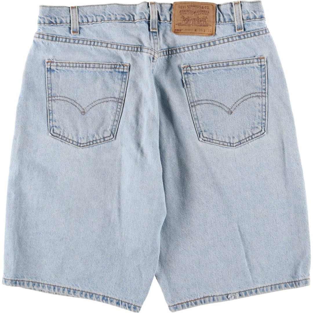 90'S Levi's 550 Relaxed Fit Denim Shorts, Made in USA, Men's W36, Vintage cotton Blue type light blue Vintage Second Hand