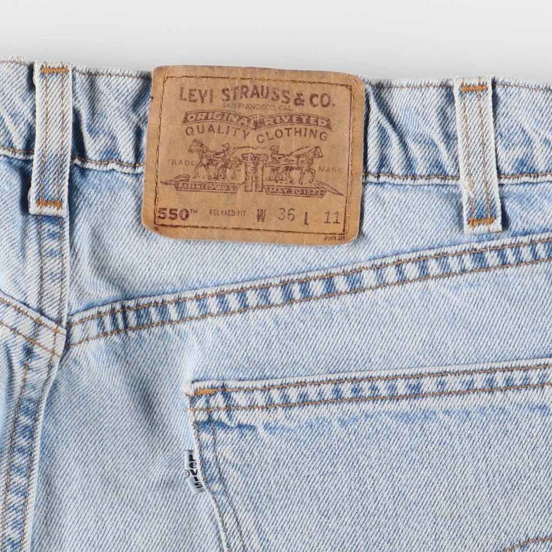 90'S Levi's 550 Relaxed Fit Denim Shorts, Made in USA, Men's W36, Vintage cotton Blue type light blue Vintage Second Hand