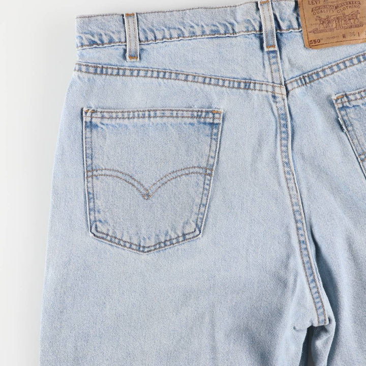 90'S Levi's 550 Relaxed Fit Denim Shorts, Made in USA, Men's W36, Vintage cotton Blue type light blue Vintage Second Hand