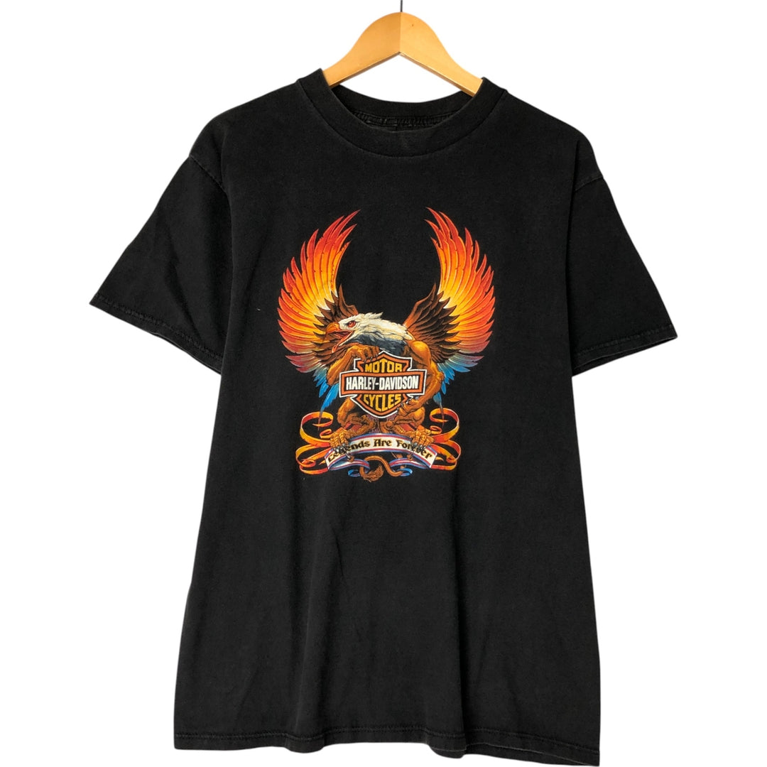 Harley Davidson HOLOUBEX Eagle Pattern Motorcycle Bike T-shirt Made in USA Men's L size cotton black type Vintage Second Hand