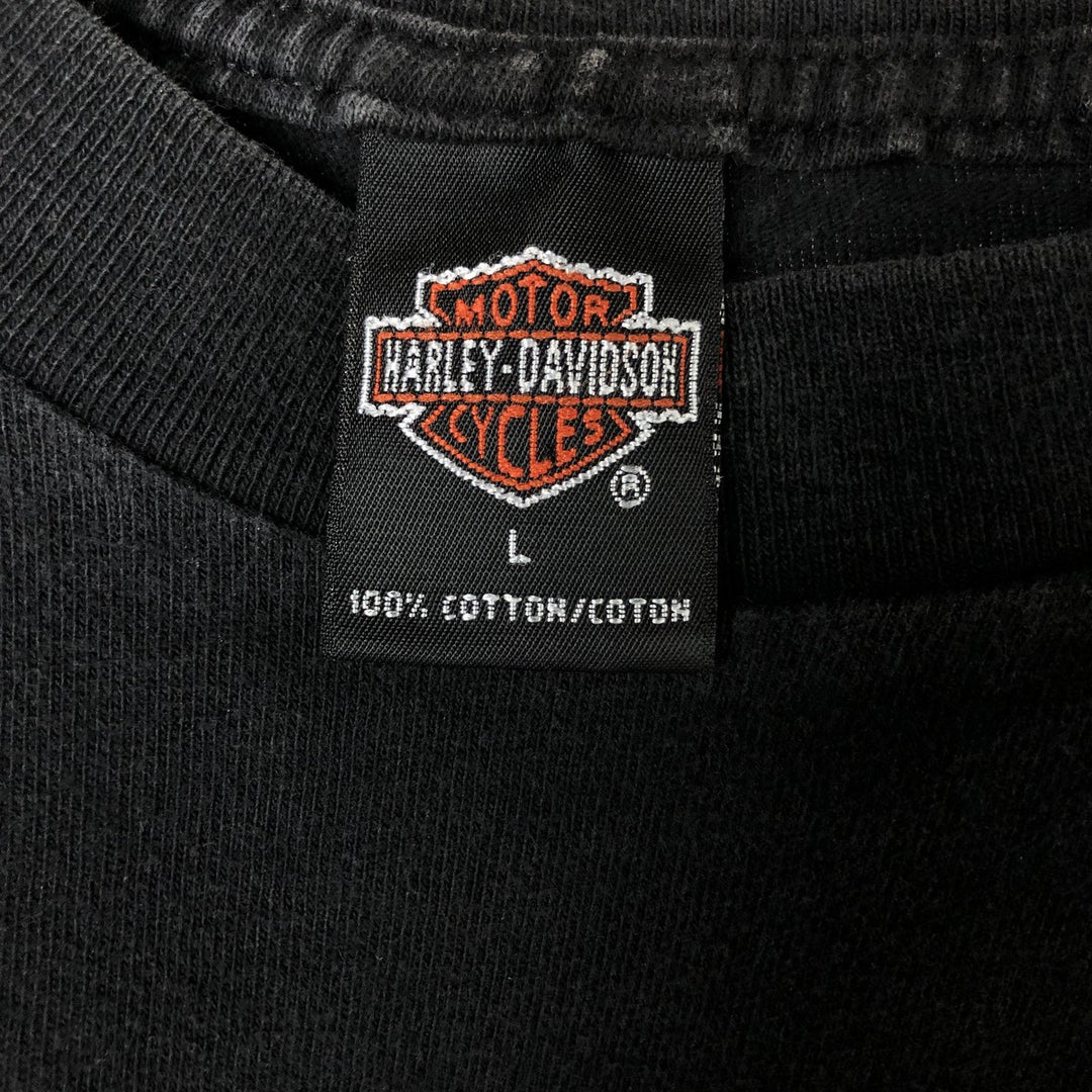 Harley Davidson HOLOUBEX Eagle Pattern Motorcycle Bike T-shirt Made in USA Men's L size cotton black type Vintage Second Hand