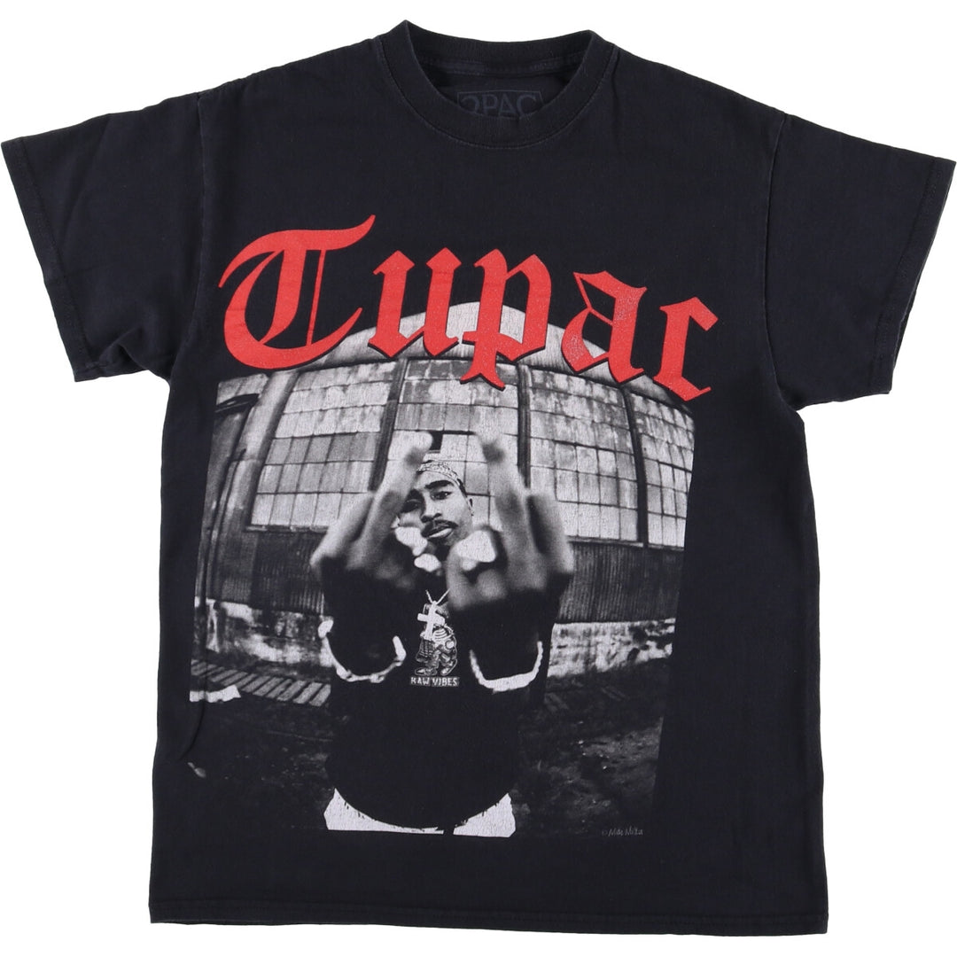 2pac Rap T-shirt, Men's M size cotton black type Vintage Second Hand