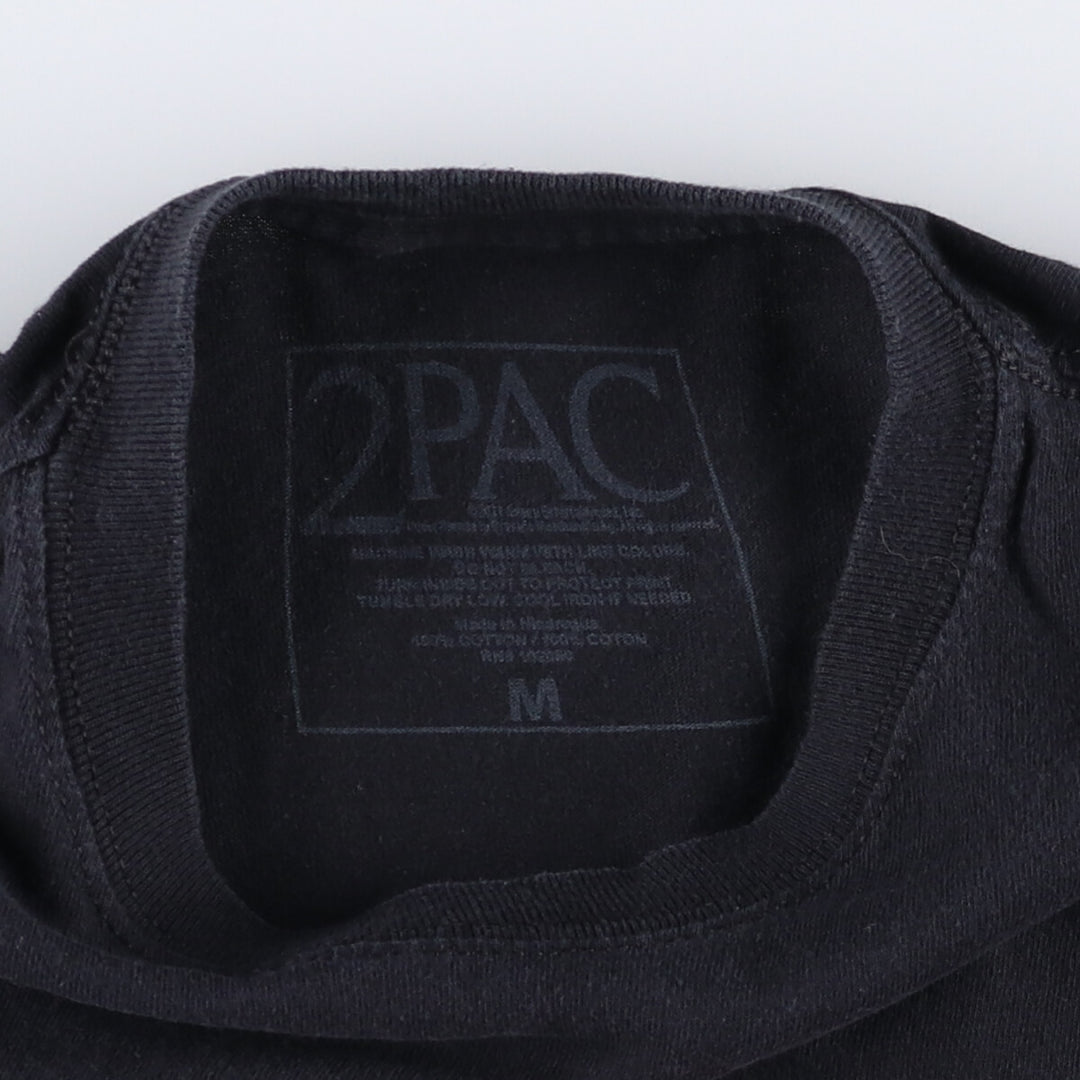 2pac Rap T-shirt, Men's M size cotton black type Vintage Second Hand