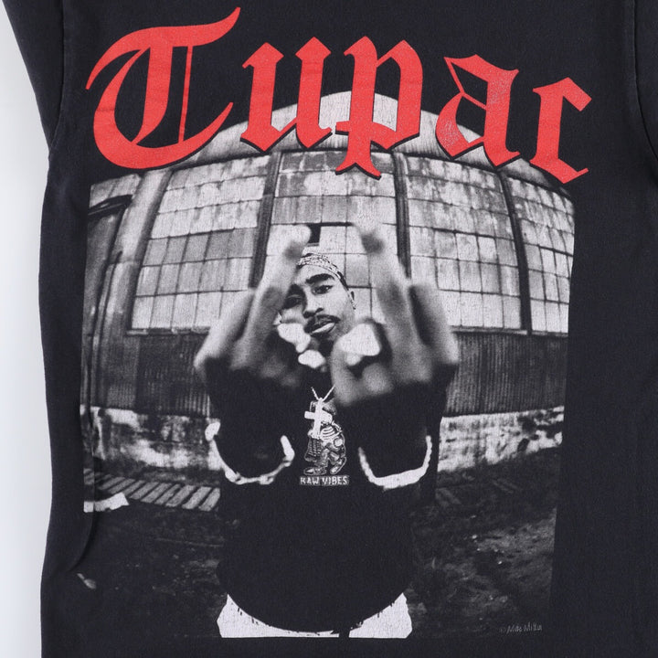 2pac Rap T-shirt, Men's M size cotton black type Vintage Second Hand