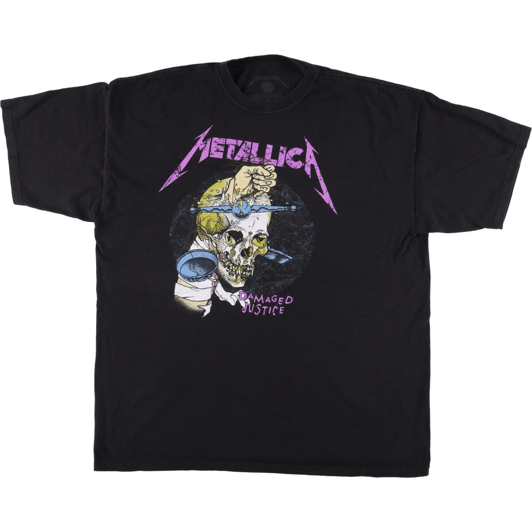 METALLICA Skull Pattern Band T-shirt, Band Tee, Men's XL size cotton black type Vintage Second Hand